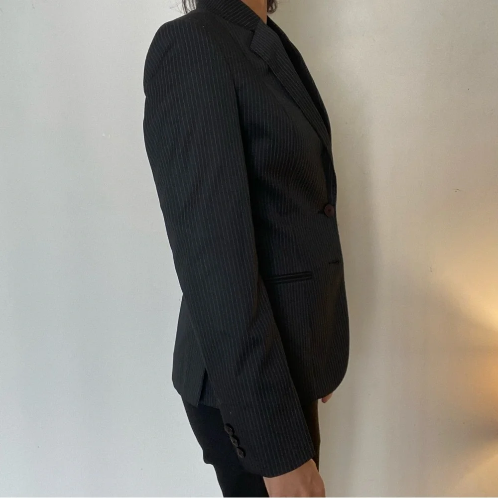 Park avenue womens suit pinstripe tailored blazer in black silk lining inside - Picture 3 of 6